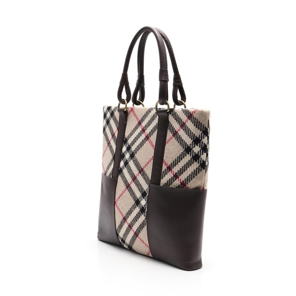 Burberry Brown Check Wool Bag Tan Dark - Picture 1 of 9